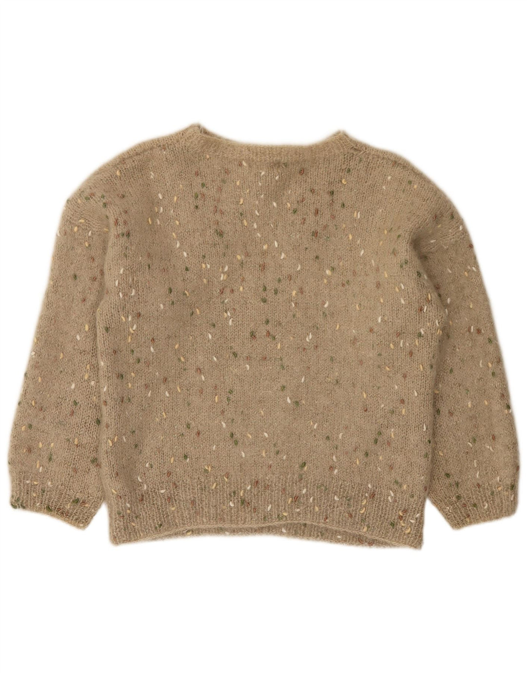 Винтажный женский джемпер с вырезом «лодочка», Великобритания, 12, средний, бежевый с узором аргайл/бриллиант