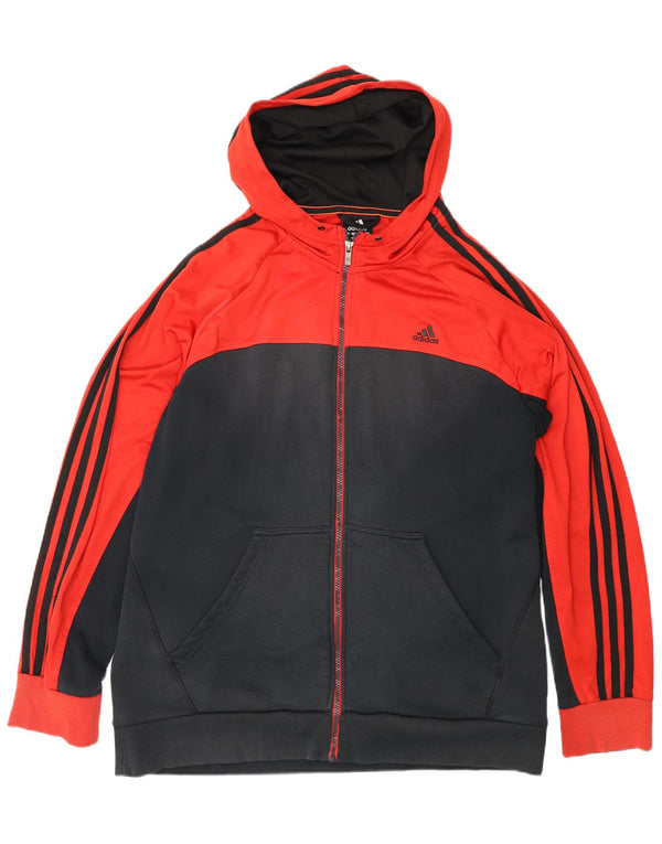 Мужской свитер с капюшоном на молнии Adidas XL, черный, хлопок с цветными блоками