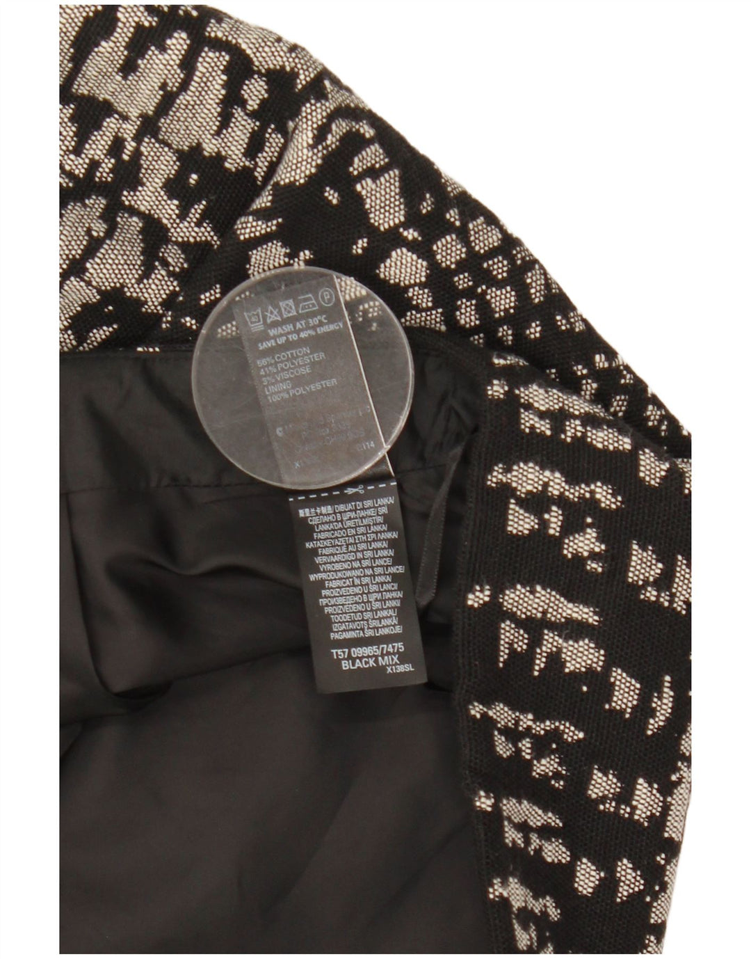 Женская мини-юбка Marks & Spencer UK 12, средний W31, черный хлопок с геометрическим рисунком