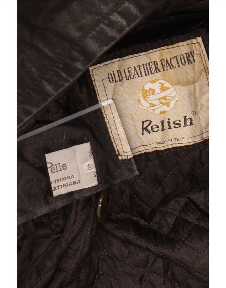 RELISH Женская кожаная куртка IT 46 Большая коричневая кожа