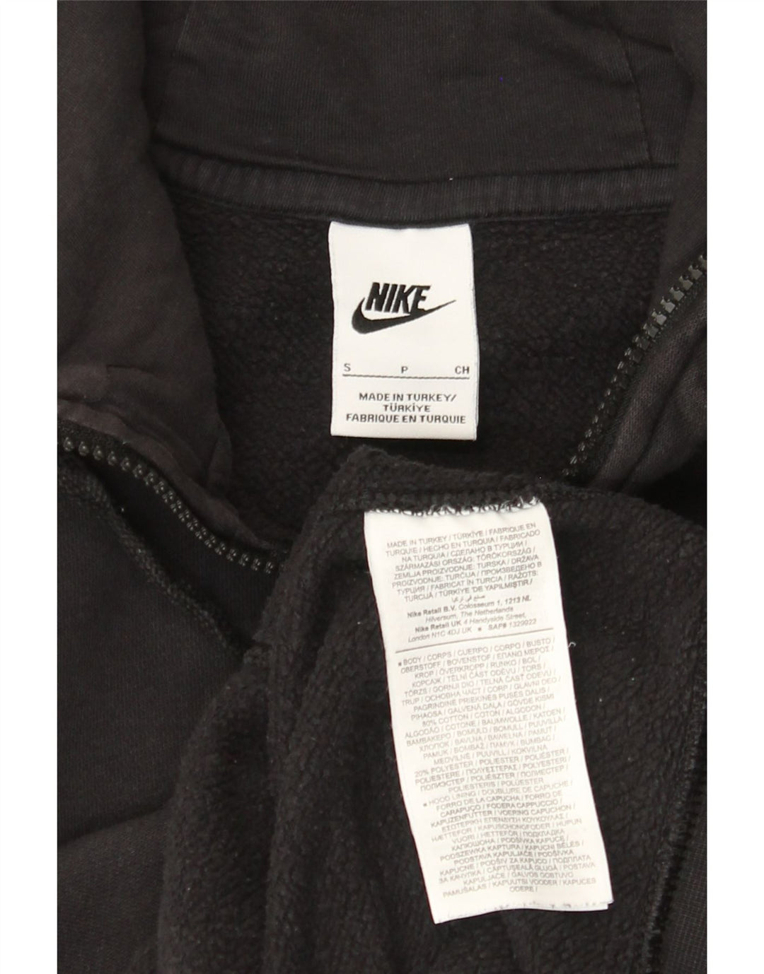 Мужской свитер с капюшоном на молнии Nike, маленький черный, хлопковый