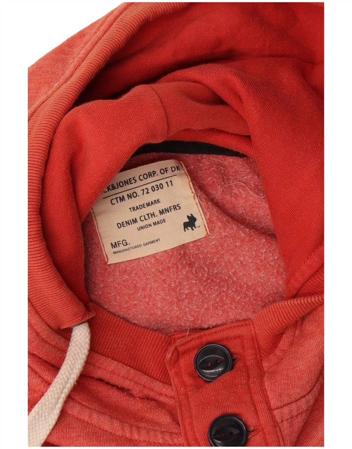 Jack & Jones Мужской джемпер с капюшоном и пуговицами с рисунком, средний розовый, с цветными блоками