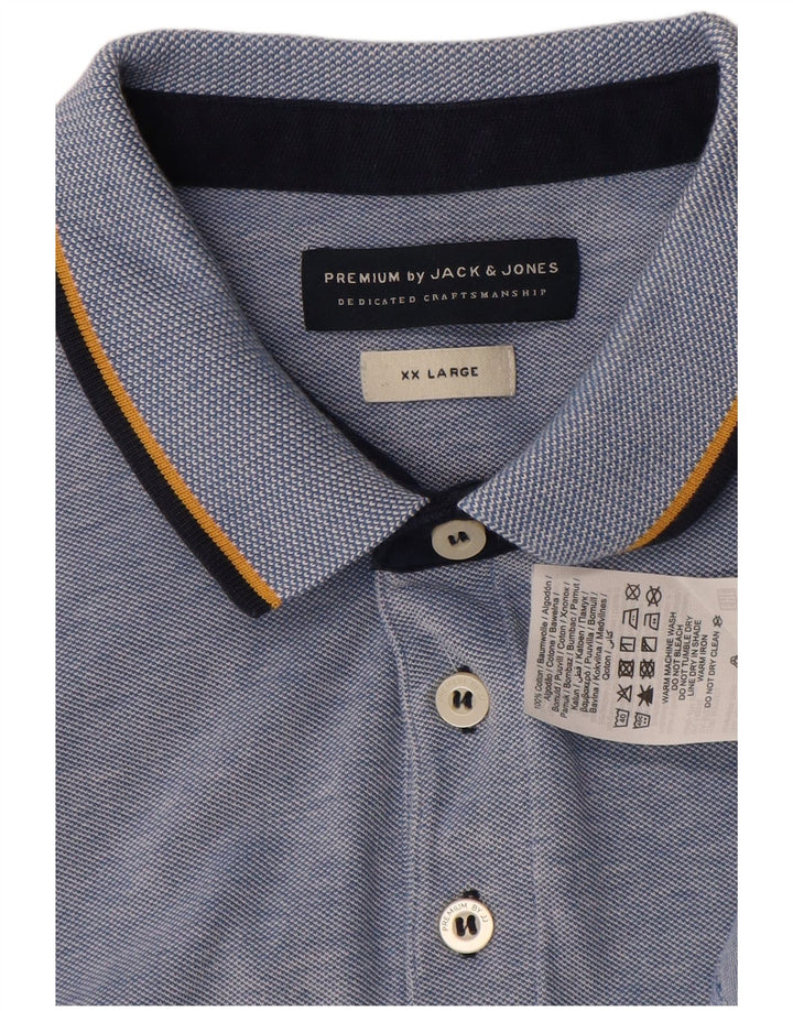 Мужская рубашка-поло Jack & Jones 2XL, синяя, хлопок