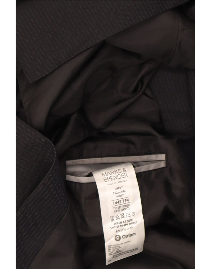 Мужской пиджак с 3 пуговицами Marks & Spencer UK 44 XL темно-синий в тонкую полоску