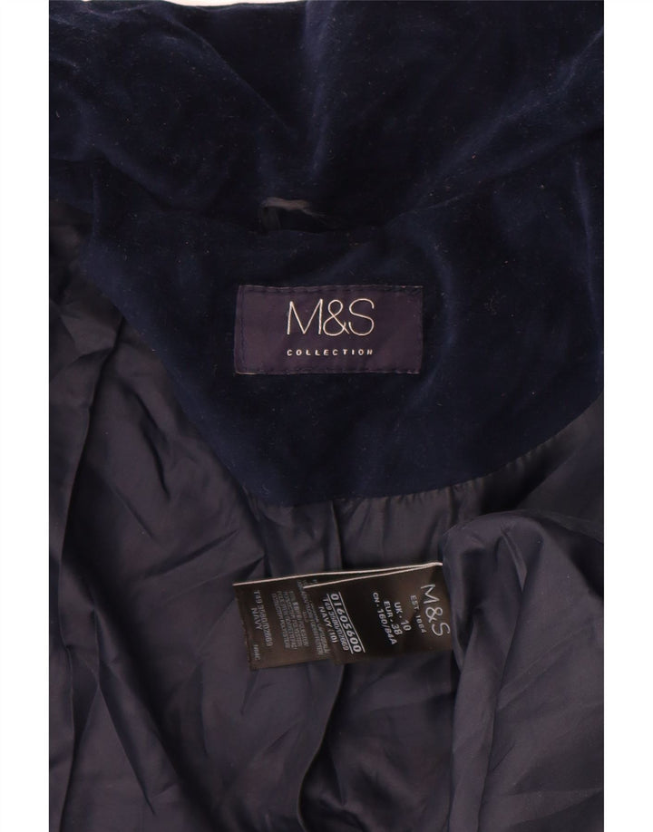 Женская велюровая стеганая куртка оверсайз Marks & Spencer UK 10, маленькая, темно-синяя