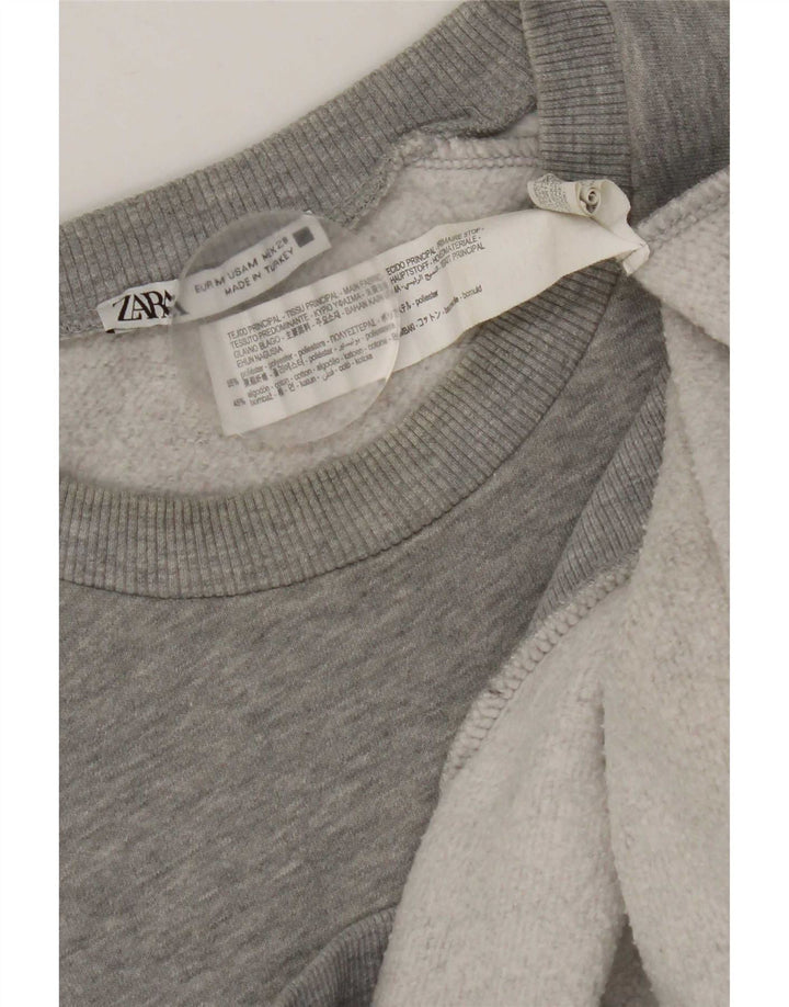 Женский свитер с рисунком Zara UK 14, средний серый полиэстер
