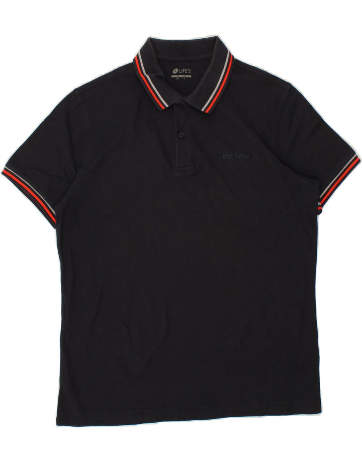LOTTO Mens Polo Shirt XL Black Vintage Lotto and Second-Hand Lotto from Messina Hembry 