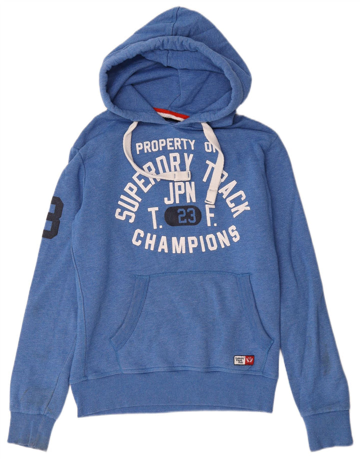 Мужской джемпер с капюшоном Superdry с рисунком, средний синий, хлопок