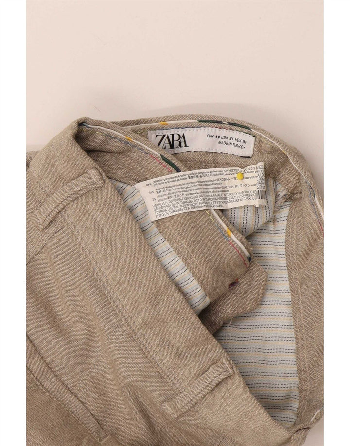 Мужские прямые брюки-чиносы Zara EU 40, средние W31 L28, бежевый полиэстер