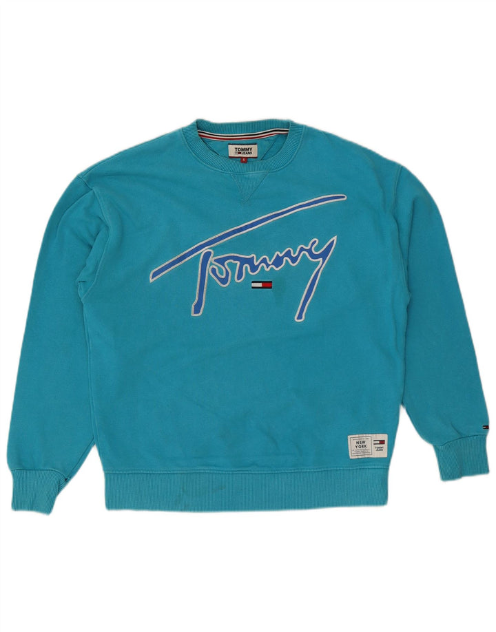 Мужской свитшот с рисунком Tommy Hilfiger, маленький синий хлопковый джемпер
