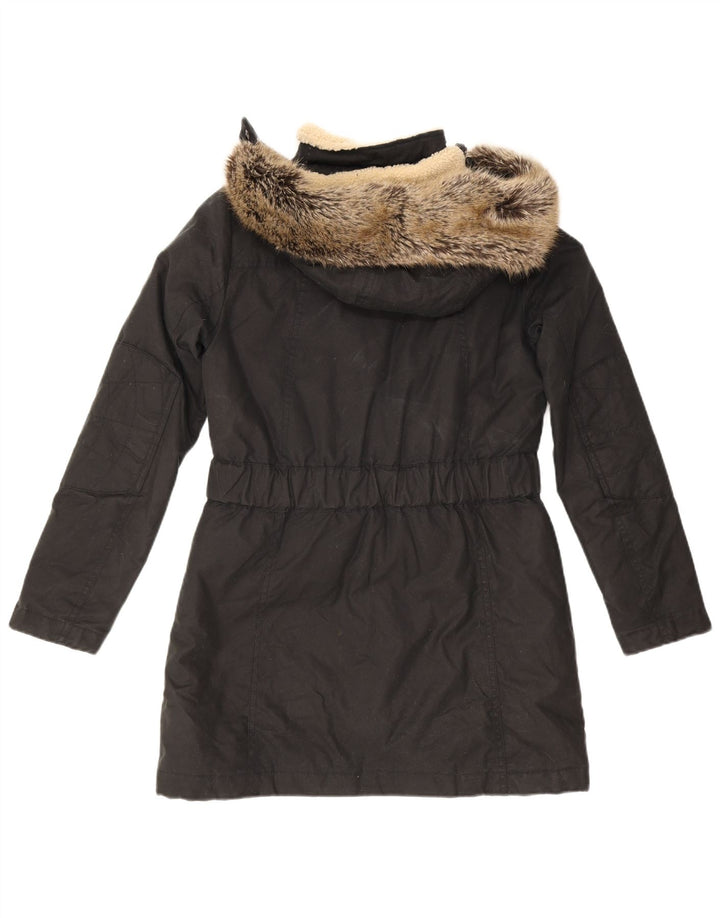 Женское длинное стеганое пальто с капюшоном Barbour UK 10, маленькое черное