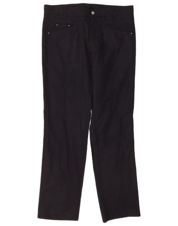 Reporter Mens Straight Casual Trousers W34 L32 Navy Blue