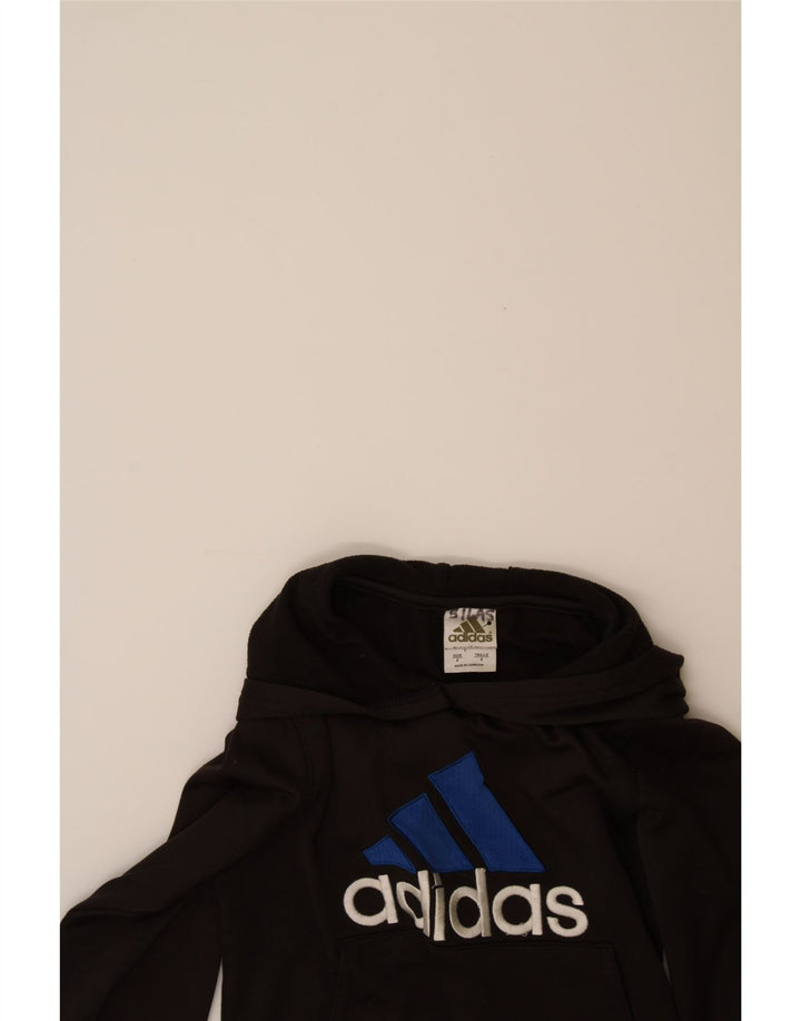 ADIDAS Boys Graphic Hoodie Jumper 5-6 Years Black Polyester Vintage Adidas and Second-Hand Adidas from Messina Hembry 