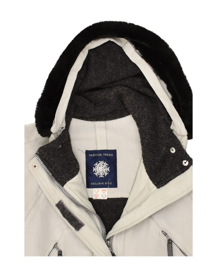 VINTAGE Womens Hooded Windbreaker Jacket EU 42 Large Grey Nylon | Vintage Vintage | Thrift | Second-Hand Vintage | Used Clothing | Messina Hembry 