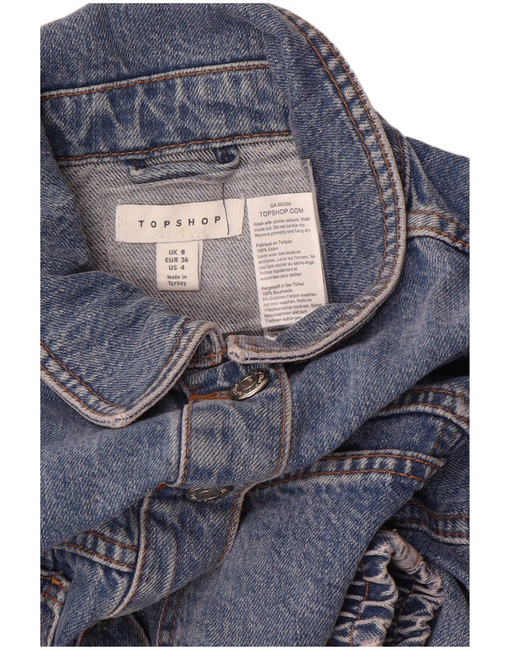 Женская укороченная джинсовая куртка Topshop UK 8, маленькая синяя