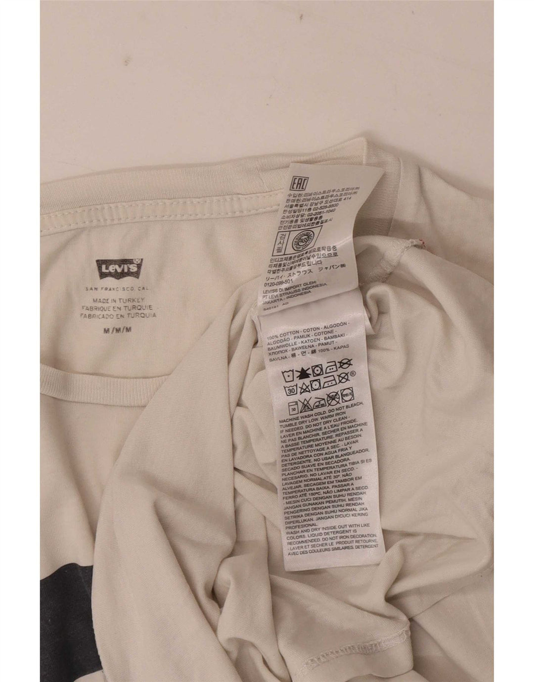 Мужская футболка с рисунком Levi's, верх среднего размера, белый хлопок с цветными блоками
