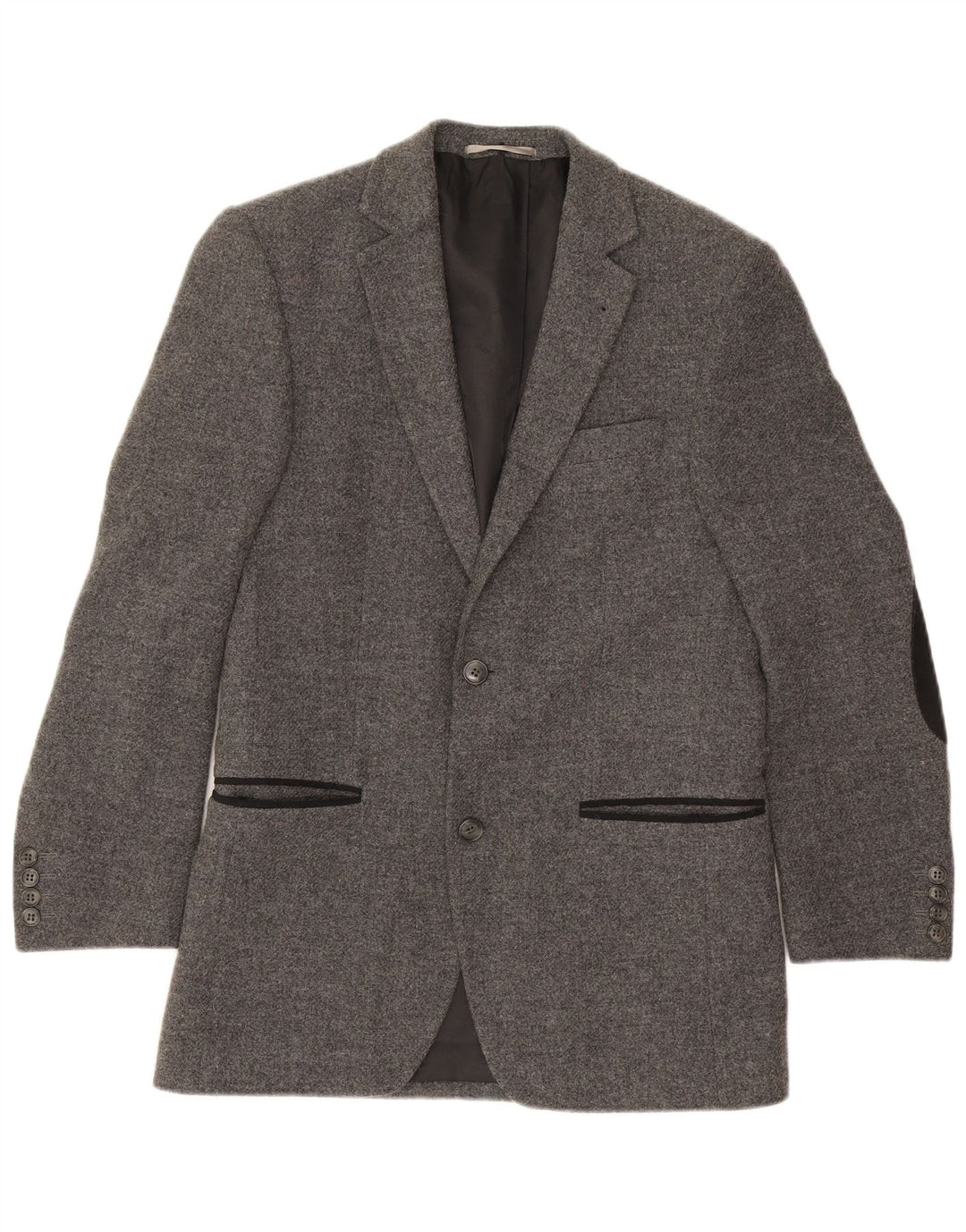 Винтажный мужской пиджак на 2 пуговицах IT 46, маленький, серый, шерстяной