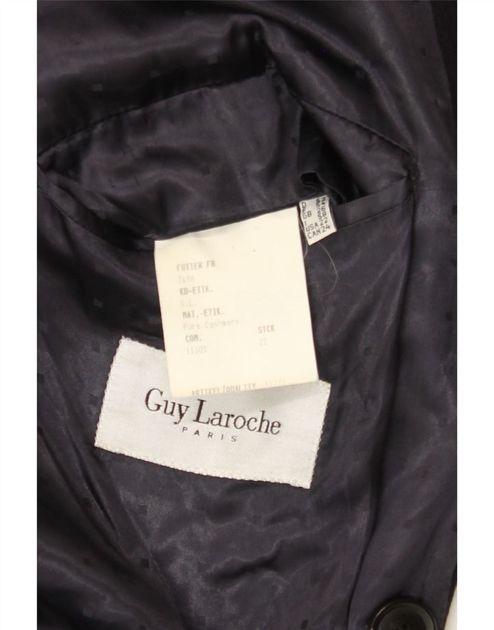 GUY LAROCHE Womens Double Breasted Coat UK 26 5XL Navy Blue Cashmere Vintage Guy Laroche and Second-Hand Guy Laroche from Messina Hembry 