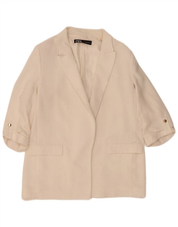 Zara Женский открытый пиджак с рукавами 3/4, Великобритания 18 XL, белый