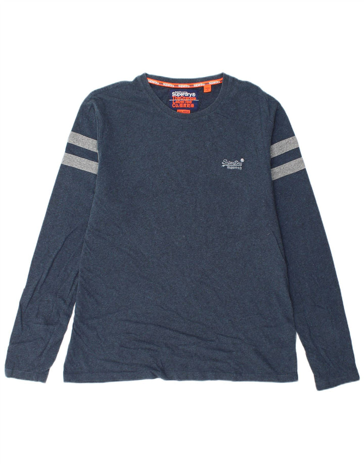 SUPERDRY Мужской топ с длинным рукавом 2XL, темно-синий, хлопок с цветными блоками
