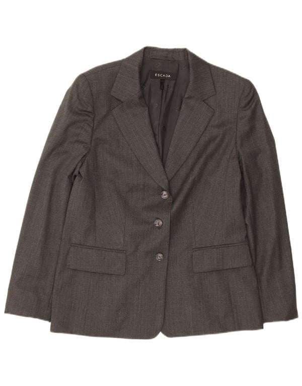 ESCADA Womens 3 Button Blazer Jacket UK 14 Medium Grey Wool