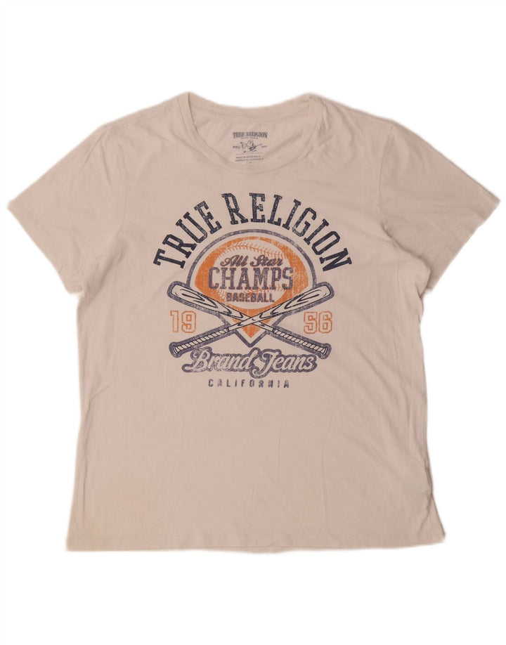 Мужская футболка с рисунком True Religion, большая белая хлопковая футболка