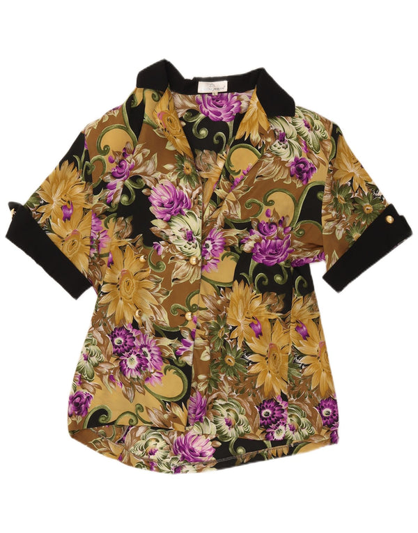 Женская блузка-рубашка CAROLINA PEDRJONI UK 16, большая разноцветная с цветочным принтом