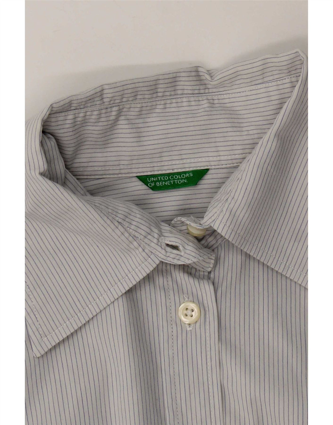 Женская деловая рубашка Benetton UK 16, большая синяя полоска