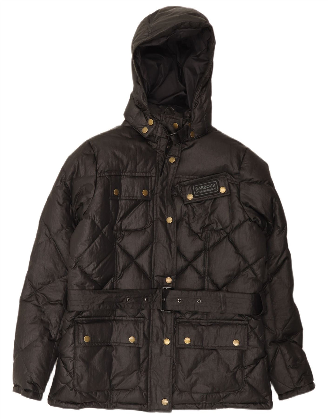 BARBOUR Женская стеганая куртка с капюшоном UK 14, большая черная