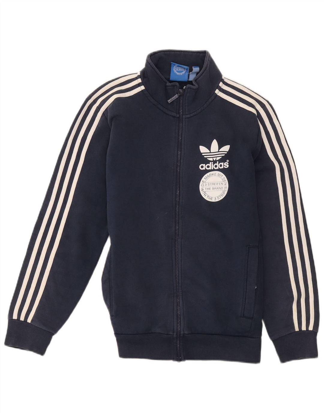 Мужской спортивный костюм Adidas с графическим рисунком, верхняя куртка, маленький темно-синий, хлопок