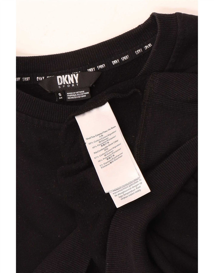 Женский укороченный свитшот оверсайз Dkny, размер UK 10, маленький черный хлопок