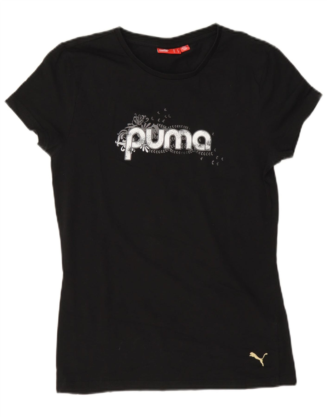 Женская футболка Puma Regular с рисунком Top UK 12, средний черный хлопок