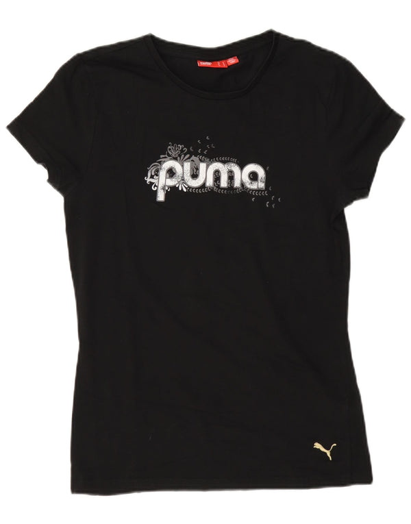 Женская футболка Puma Regular с рисунком Top UK 12, средний черный хлопок