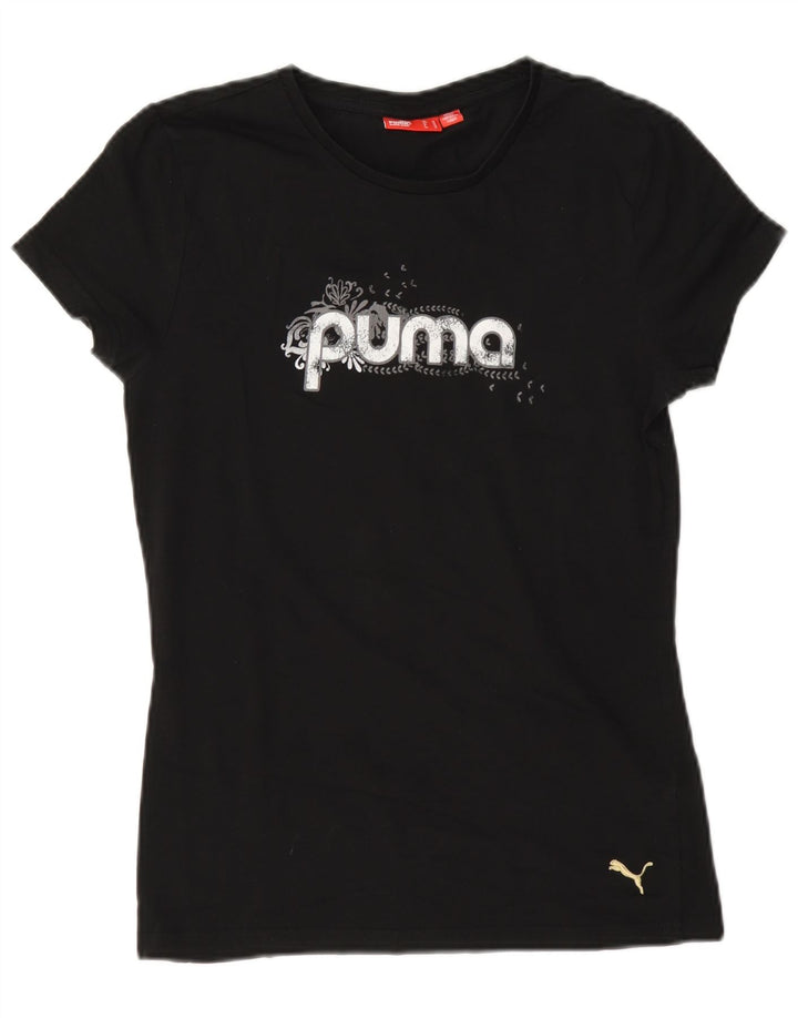 Женская футболка Puma Regular с рисунком Top UK 12, средний черный хлопок