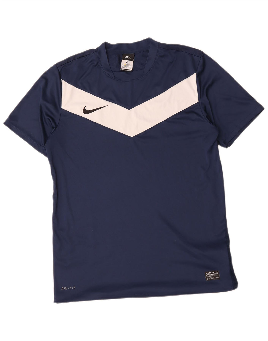 Мужская футболка Nike Dri Fit Верх среднего размера, темно-синий, полиэстер с цветными блоками