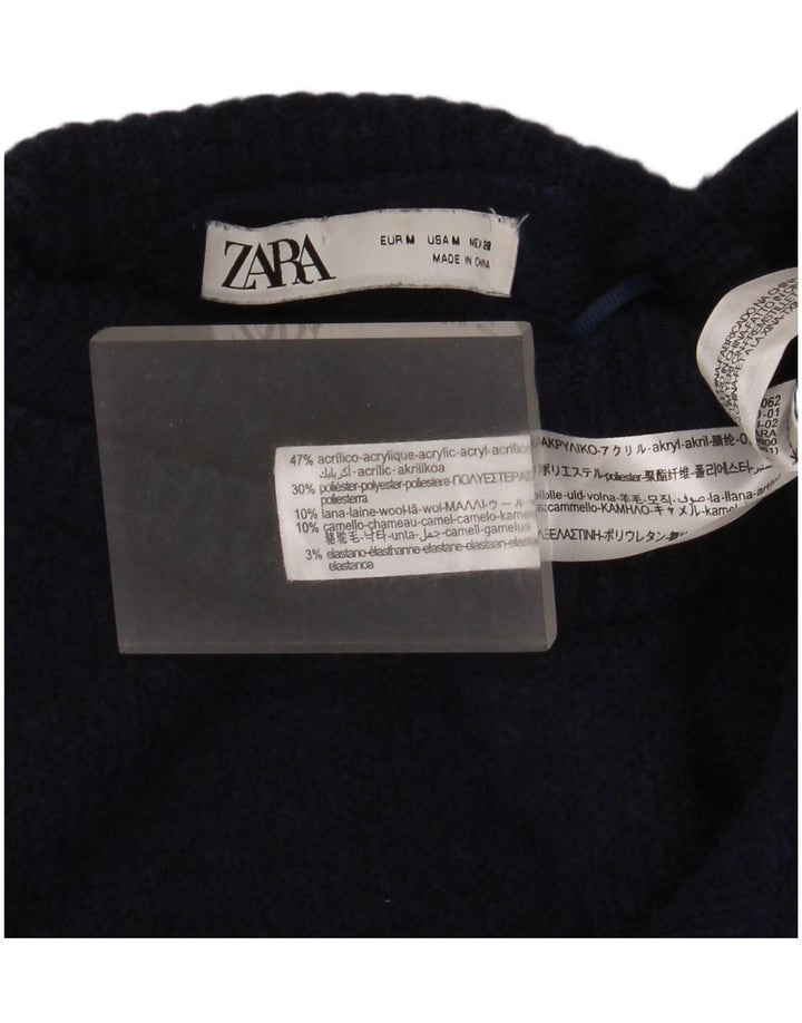 Женский джемпер Zara с высоким воротником и высоким воротником, Великобритания 12, средний темно-синий