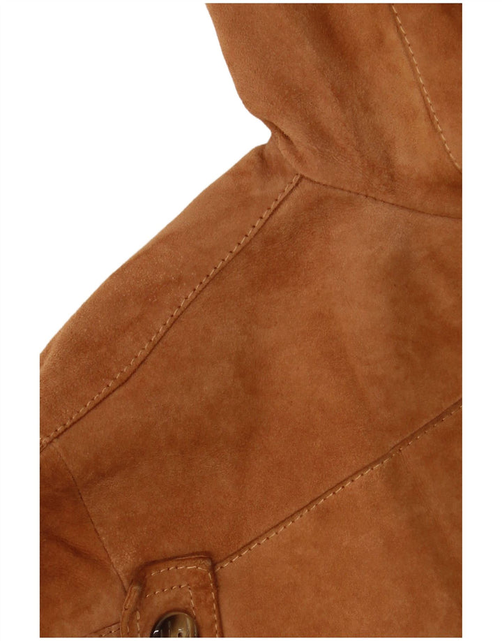 ВИНТАЖНЫЙ женский замшевый пиджак на 3 пуговицах IT 42, средний коричневый цвет