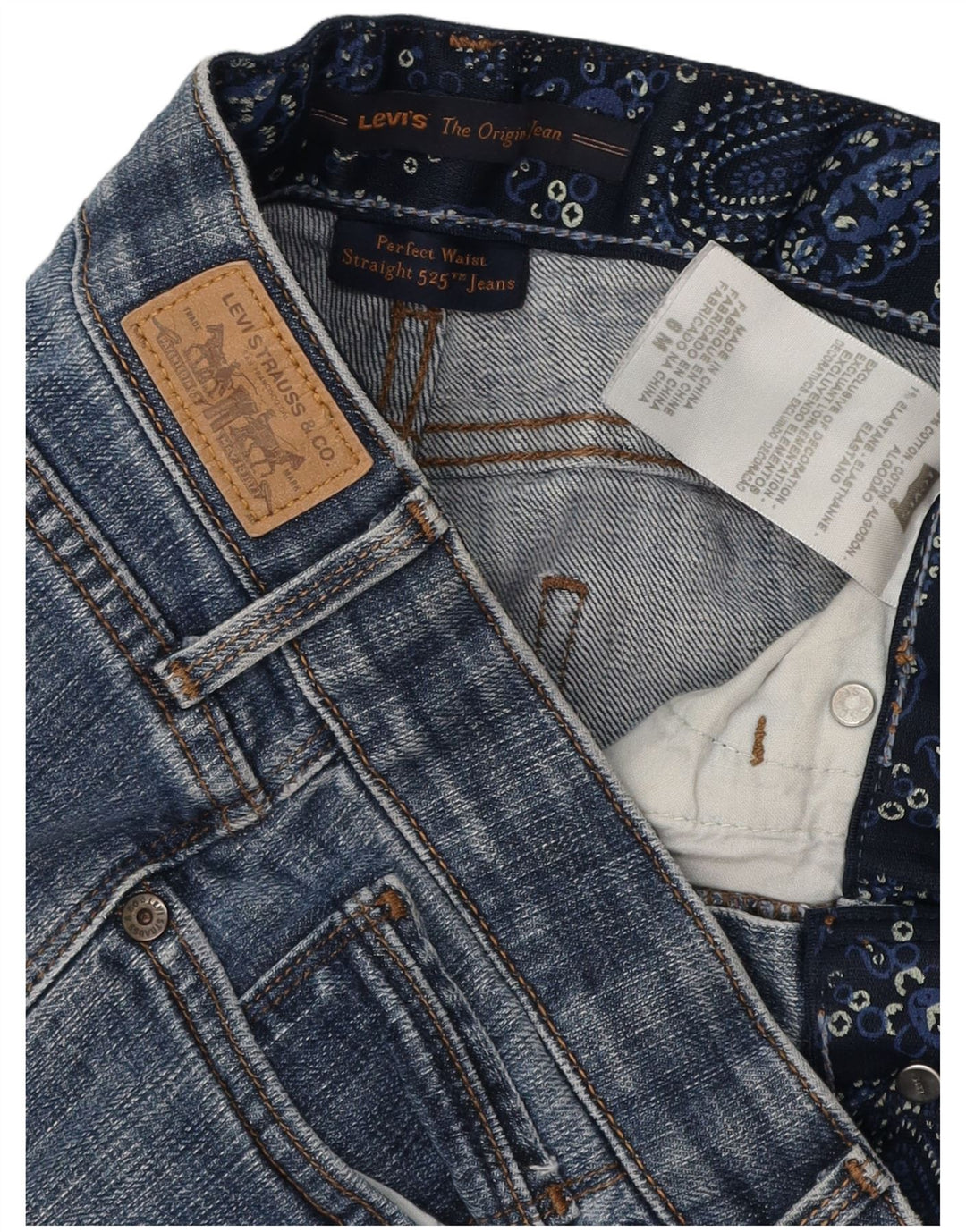 Женские прямые джинсы LEVI'S 525 США 6 Средний W28 L31 Синий хлопок