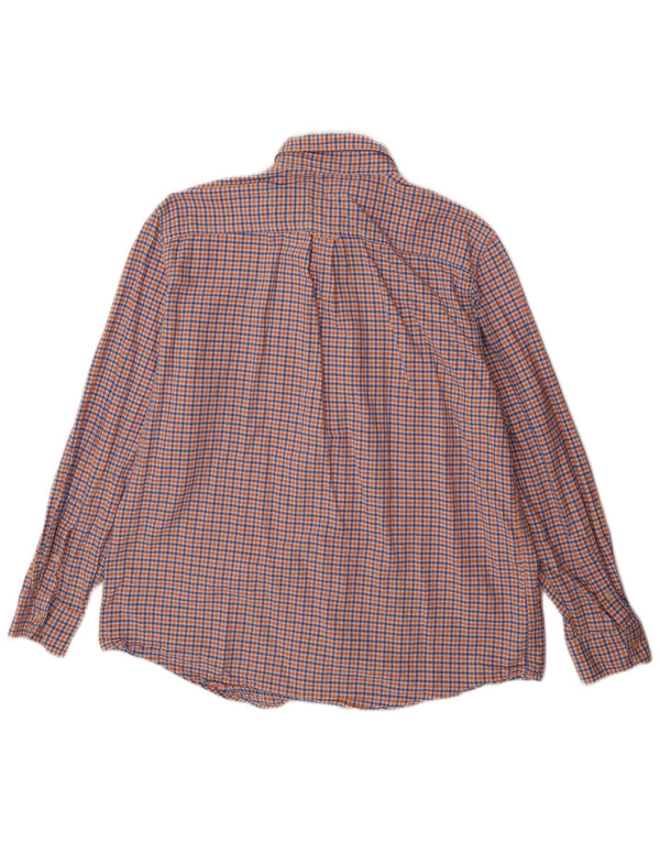 Chaps Mens Flannel Shirt XL Blue Gingham Cotton