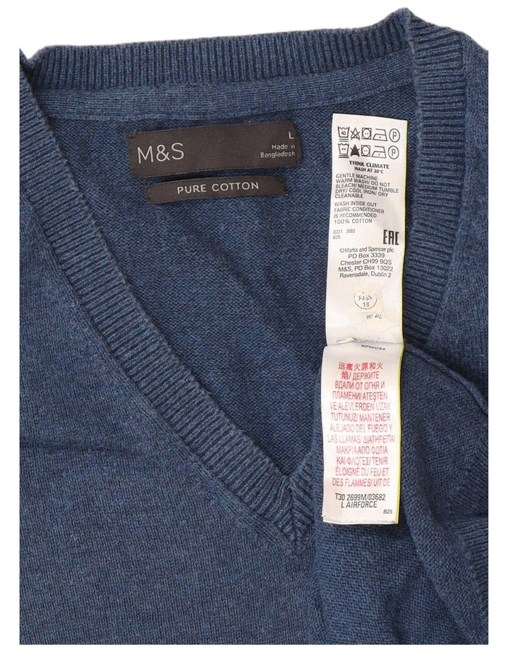 Мужская майка Marks & Spencer, большая темно-синяя хлопковая майка
