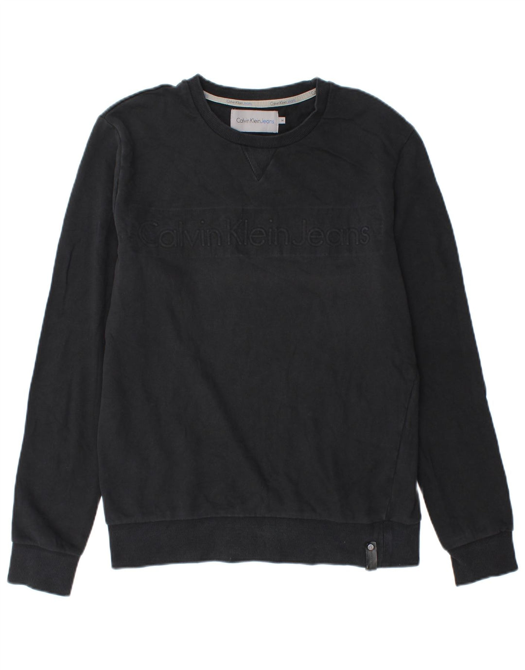 Мужской свитшот с рисунком Calvin Klein Jeans, джемпер среднего размера, черный, хлопок