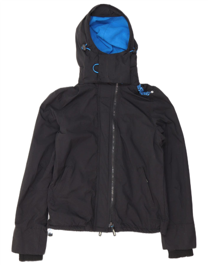 SUPERDRY Женская ветровка с капюшоном UK 14, большая черная