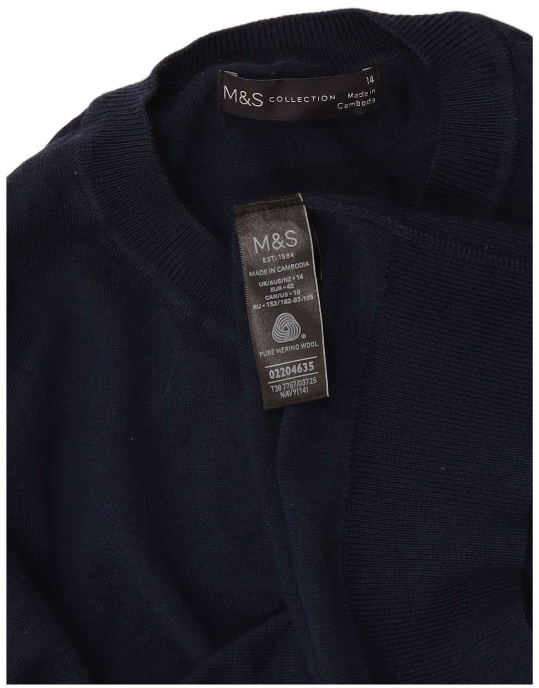 Женский укороченный кардиган Marks & Spencer UK 14, средний темно-синий шерстяной свитер