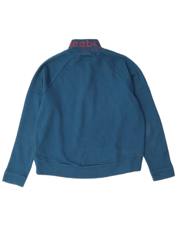 REEBOK Womens Oversized Graphic Sweatshirt Jumper UK 8/10 Small Blue