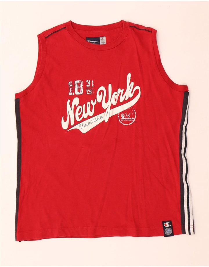 Жилет с рисунком CHAMPION для мальчиков, 11–12 лет, большой размер, красный, хлопок с цветными блоками