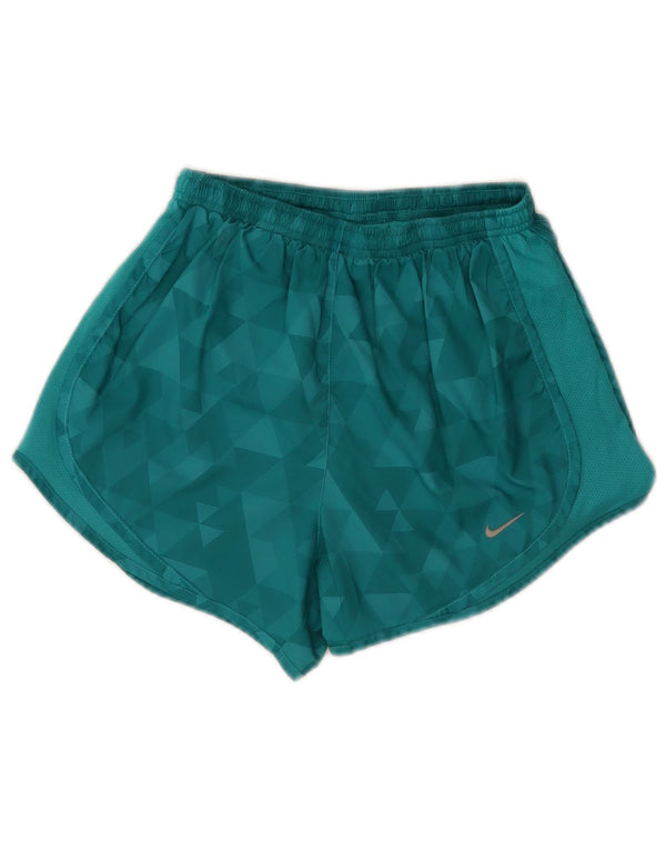 Женские спортивные шорты Nike Dri Fit UK 4 XS бирюзового цвета из полиэстера с геометрическим рисунком