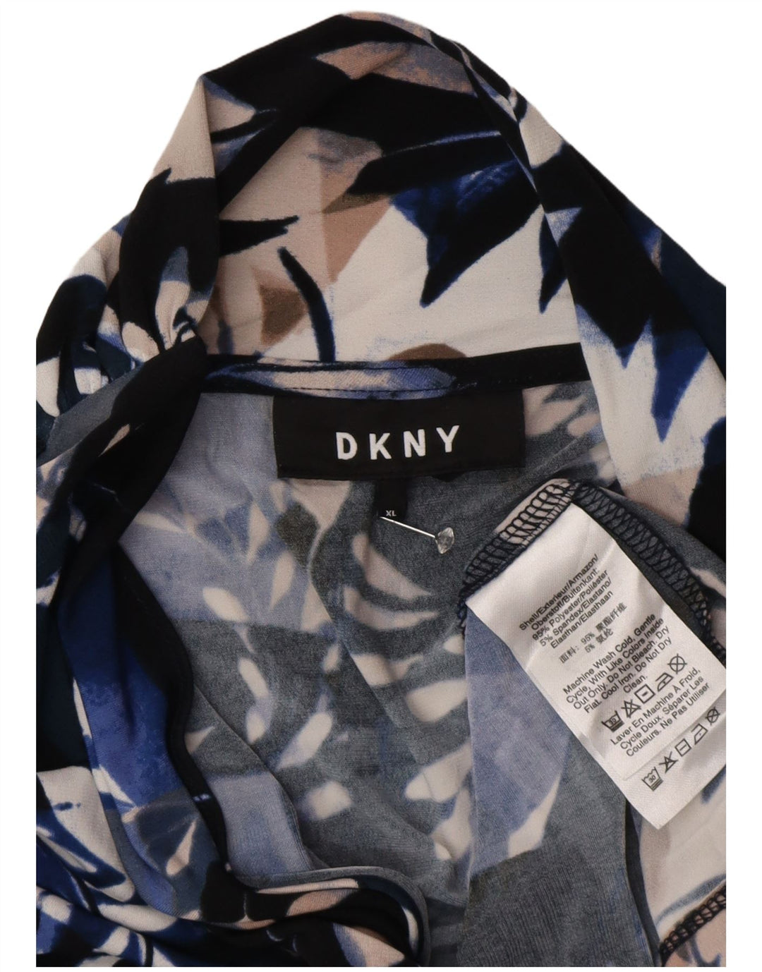 Женская блузка DKNY Top UK 18 XL, разноцветный полиэстер с цветочным принтом