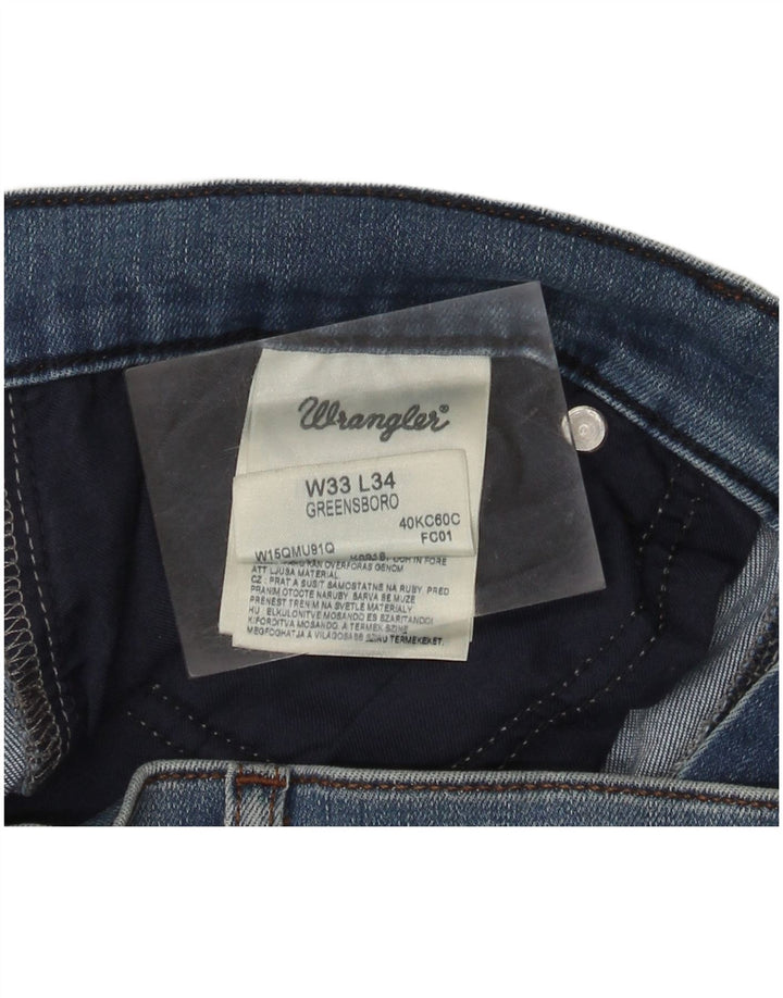 Мужские потертые прямые джинсы Wrangler Greensboro W33 L31, синий хлопок