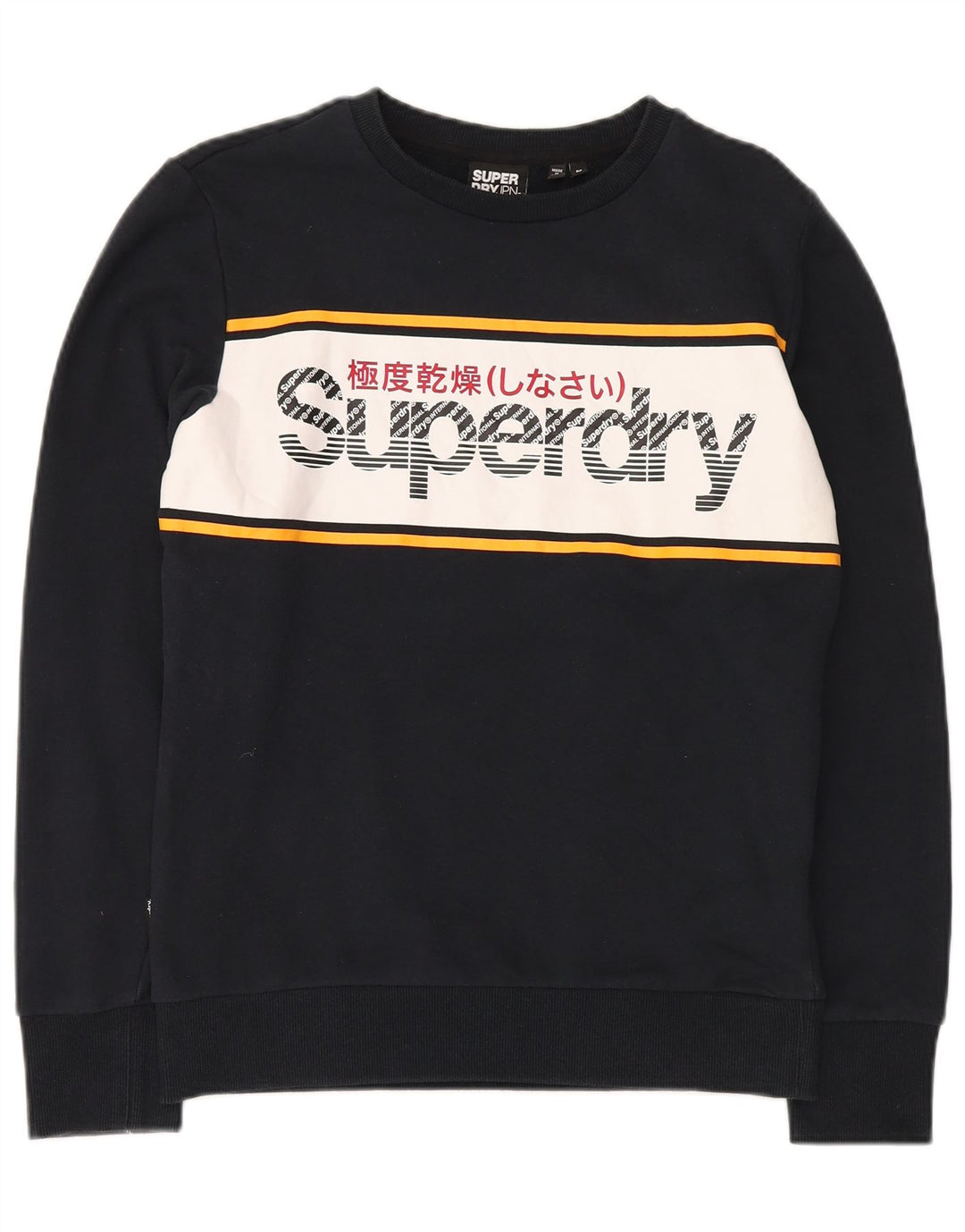 Мужской свитшот с рисунком Superdry, хлопковый джемпер среднего черного цвета с цветными блоками