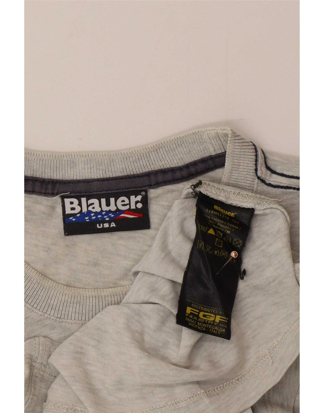 Мужская футболка с рисунком Blauer, хлопковый топ среднего серого цвета